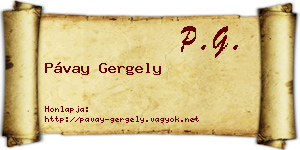 Pávay Gergely névjegykártya