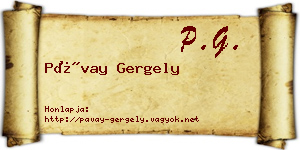 Pávay Gergely névjegykártya